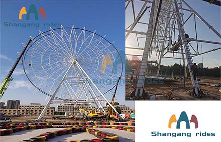 The installation project of the 46-meter Ferris wheel went smoothly